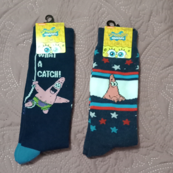 New Mens Nickelodeon Spongebob Patrick Crew Socks - Picture 1 of 7